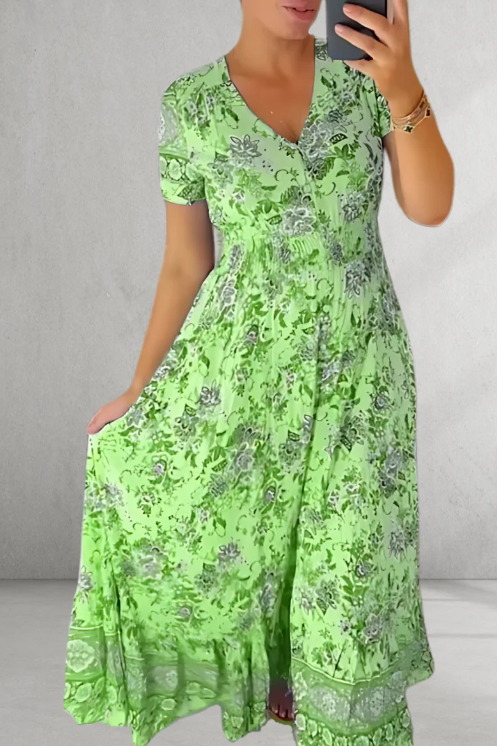 Sienna - Print Cozy V-neck Long Dress