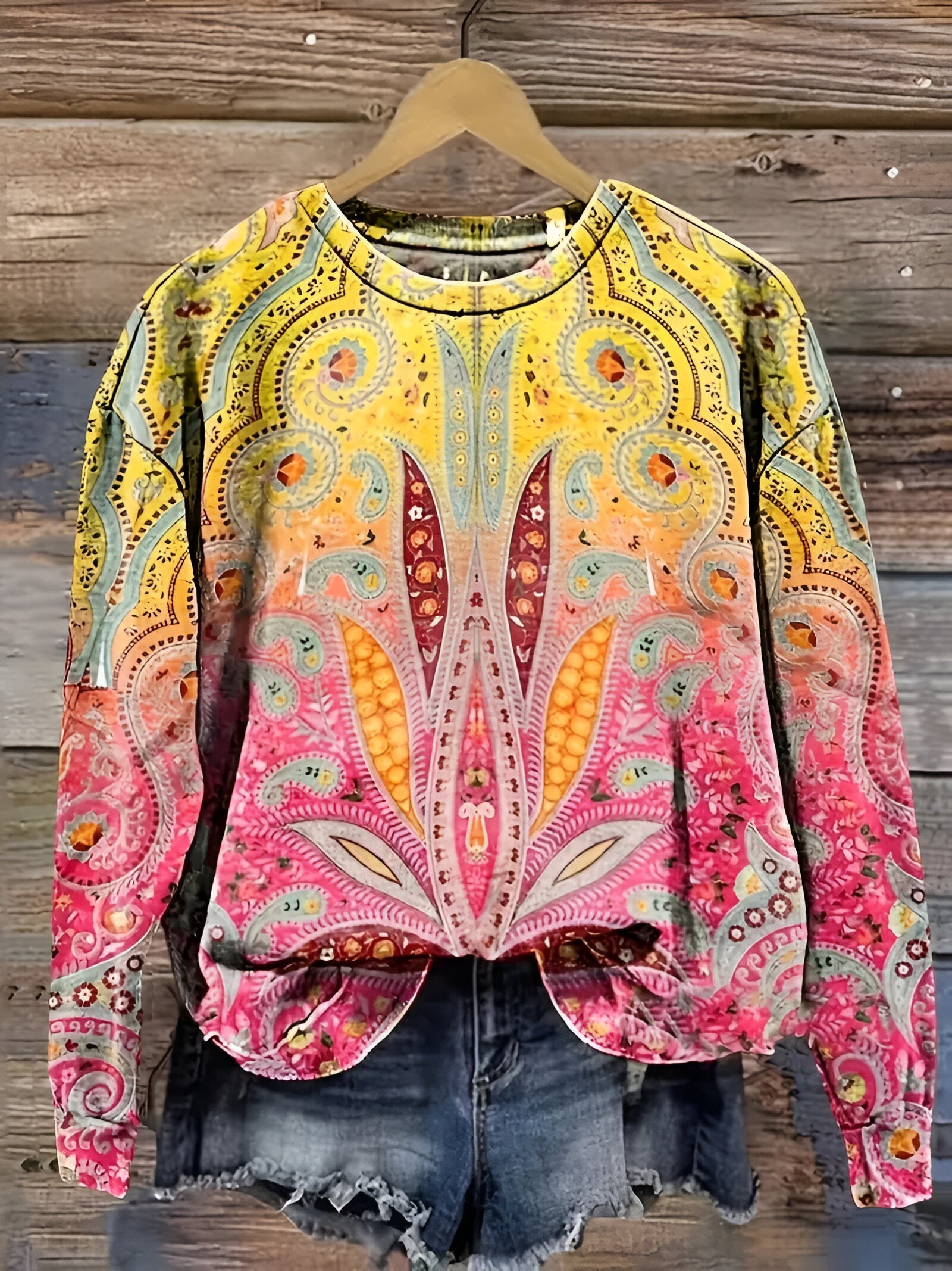 Aurora™ | Felpa con stampa d'arte vintage Bohemian