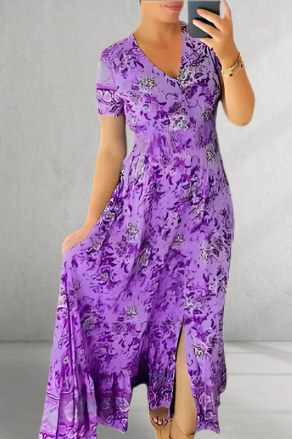 Sienna - Print Cozy V-neck Long Dress