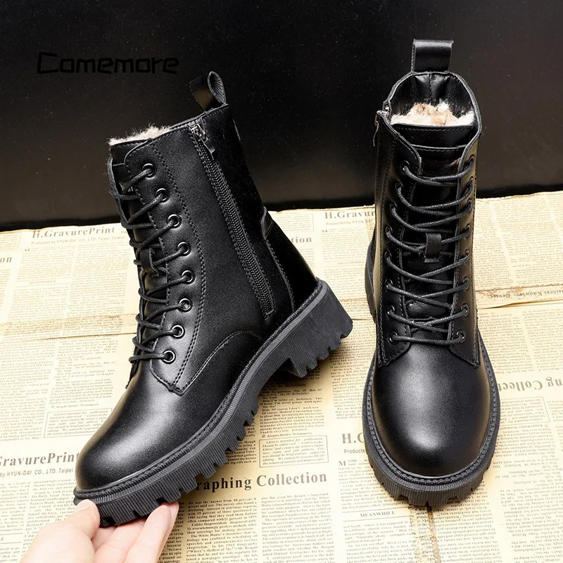 Andrea™ - Schwarze Winterstiefel aus Leder