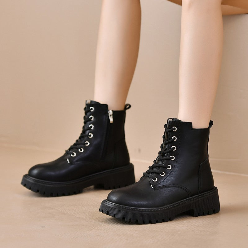 Andrea™ - Schwarze Winterstiefel aus Leder