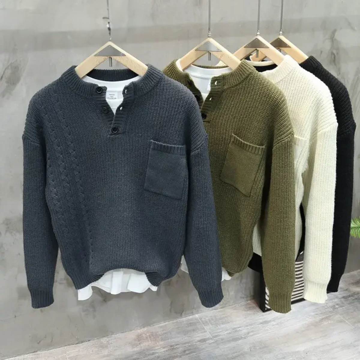 BelleYork | American Retro Henley Pullover