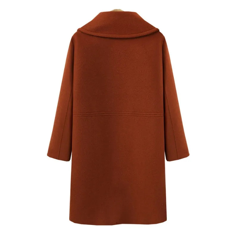 Gabardina ajustada de lana para mujer, abrigo de manga larga con doble botonadura y cuello vuelto, otoño e invierno, novedad