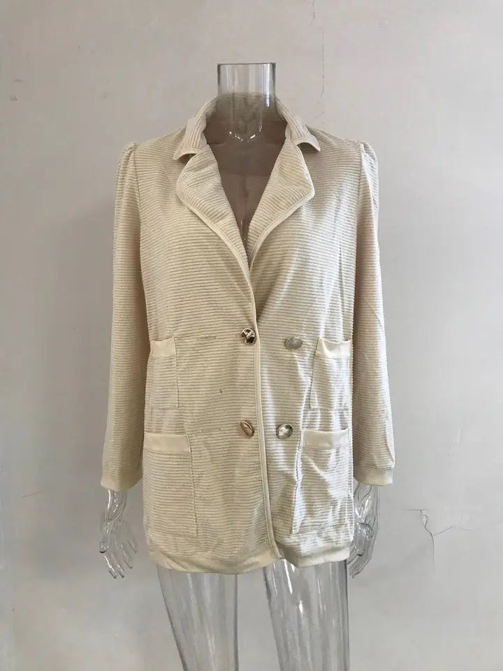 Chaqueta corta de manga larga para mujer, top informal texturizado, ropa de comercio exterior cruzado, otoño e invierno, nuevo artículo