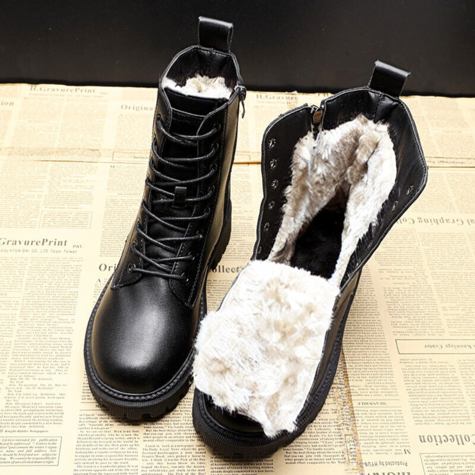 Andrea™ - Schwarze Winterstiefel aus Leder
