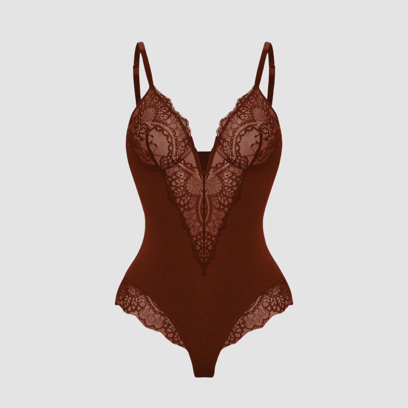 Sarah | Shapewear-Bodysuit mit tiefem V-Ausschnitt aus Spitze