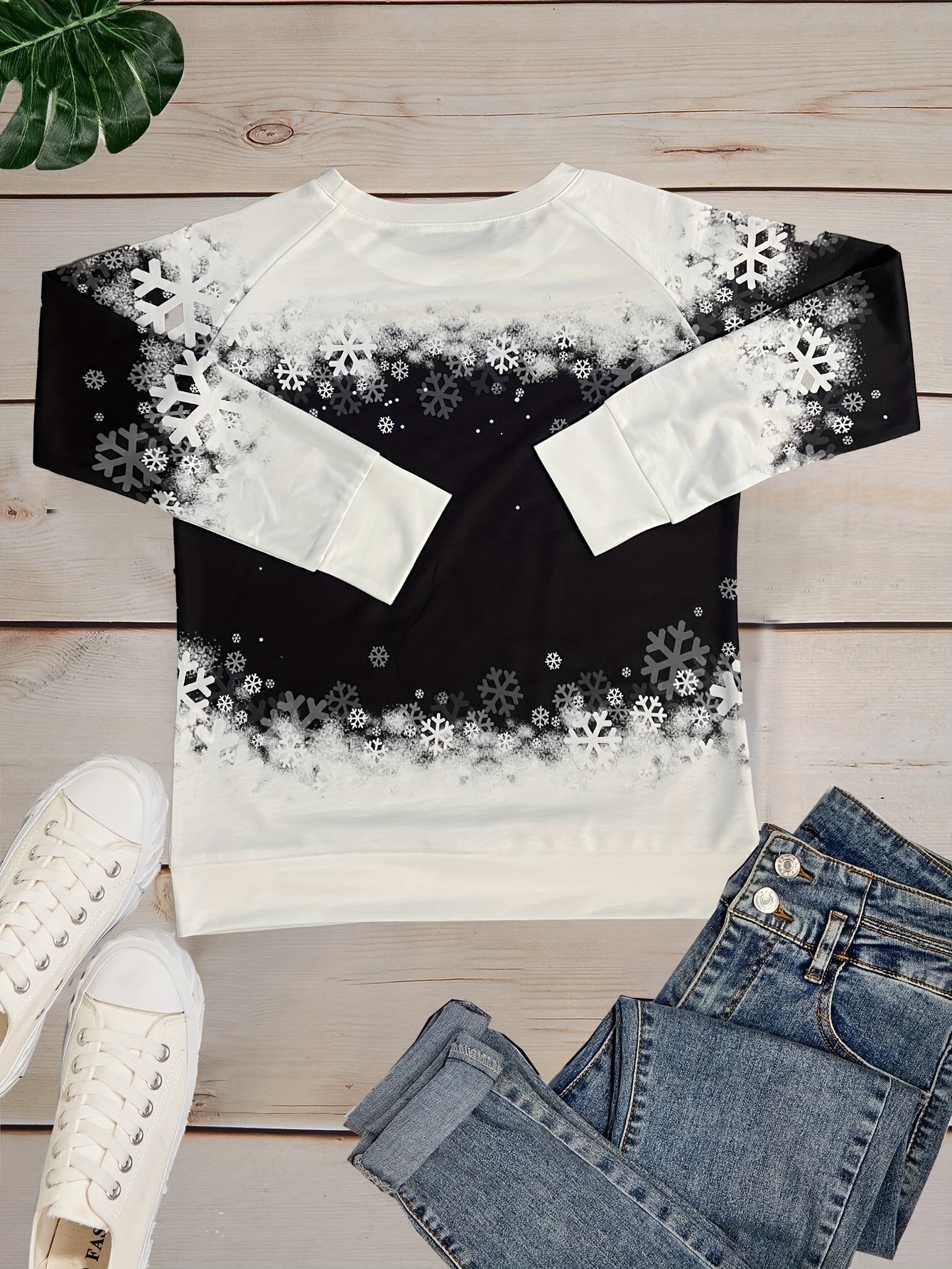 Feline Frost™ - Warme Wintertop met Sneeuwkat Print