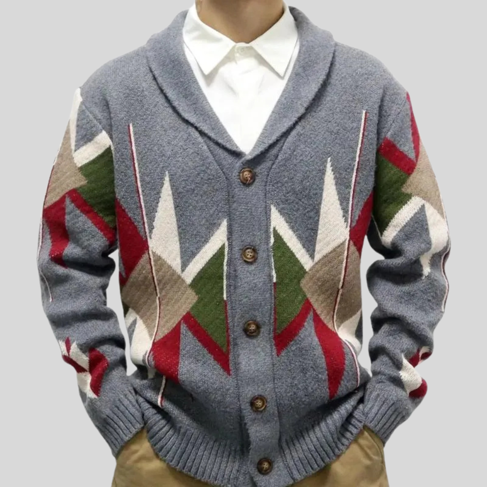 Oliver Jacquard Wool Cardigan