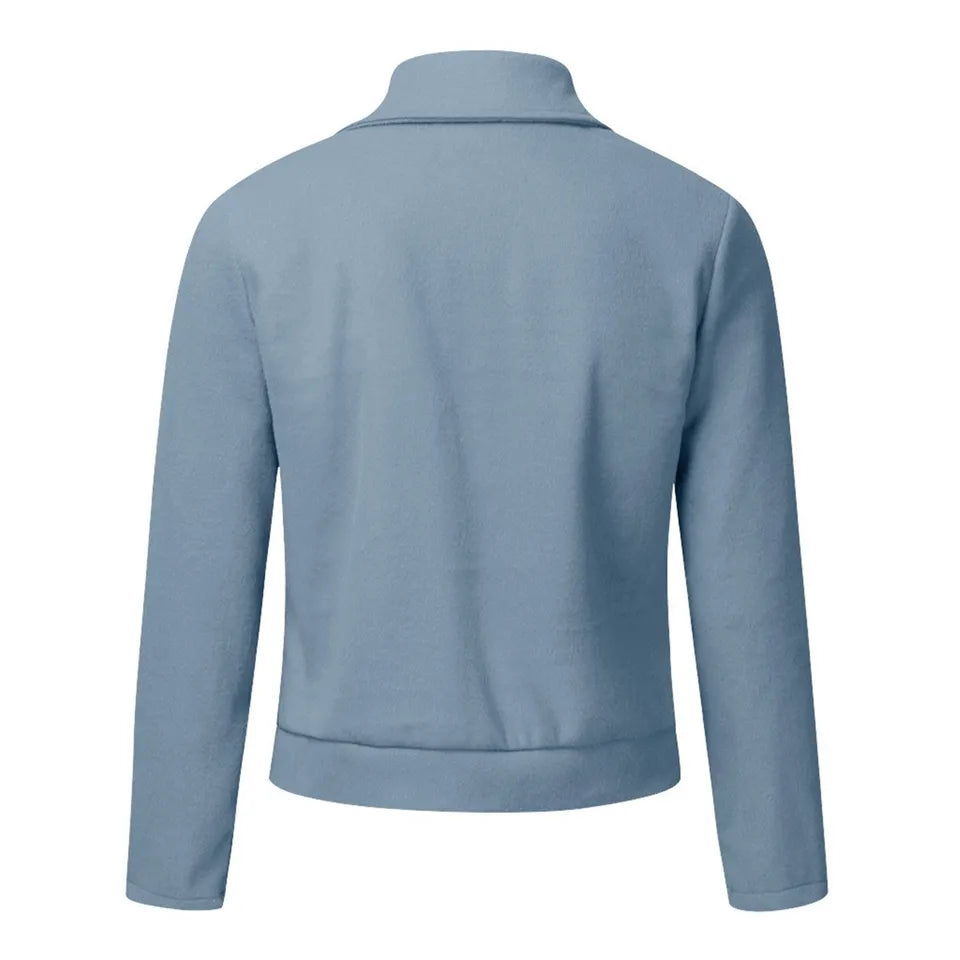 Chaqueta ajustada de doble botonadura para mujer, ropa de oficina, abrigo corto de mezcla de lana, Otoño e Invierno